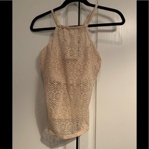 Crochet halter tankini with matching bottoms